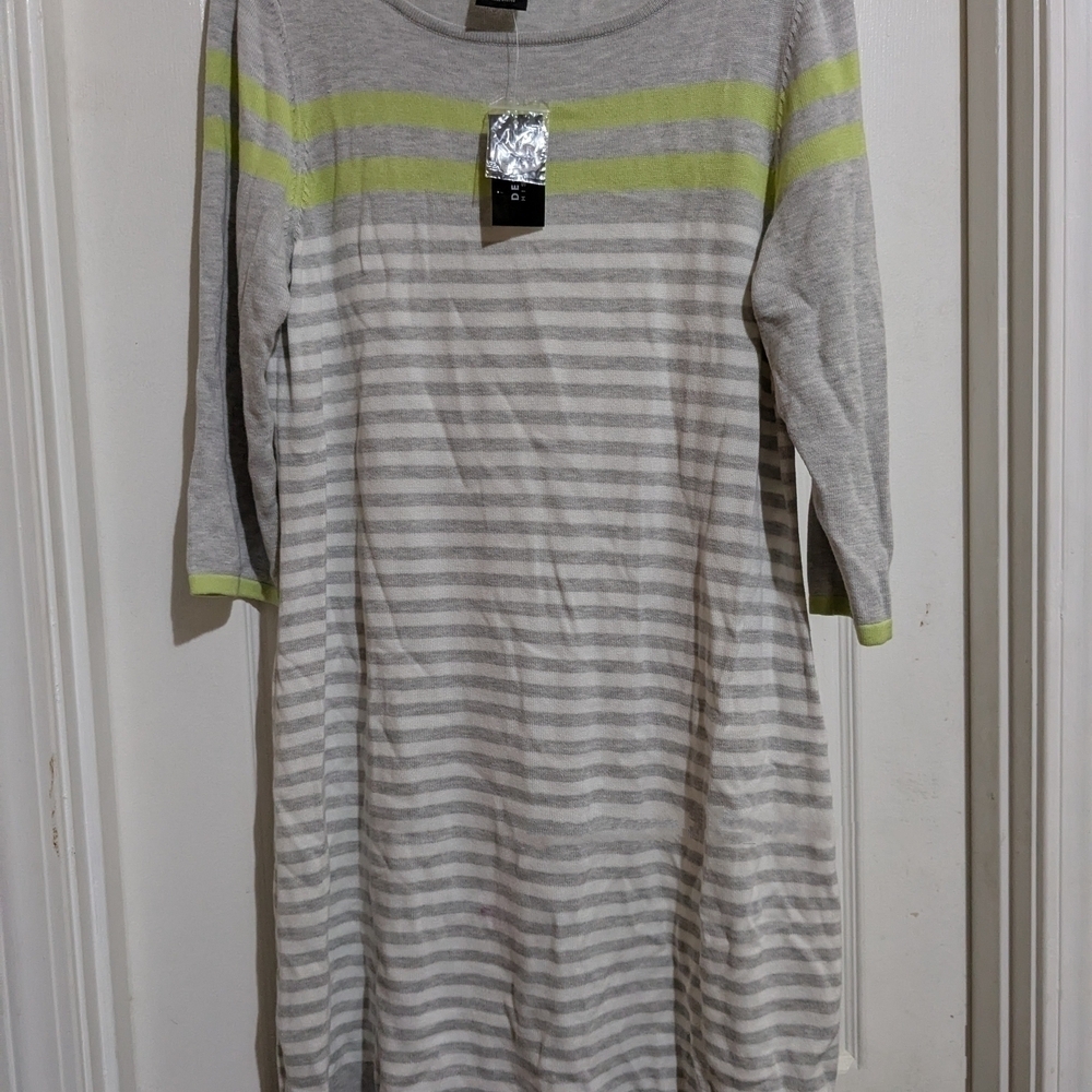 Gray and Green Striped Dress